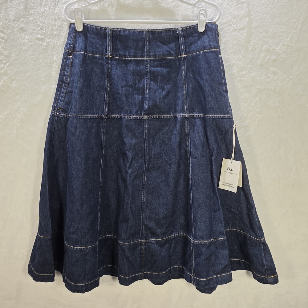 Dark Blue Denim A-Line Skirt